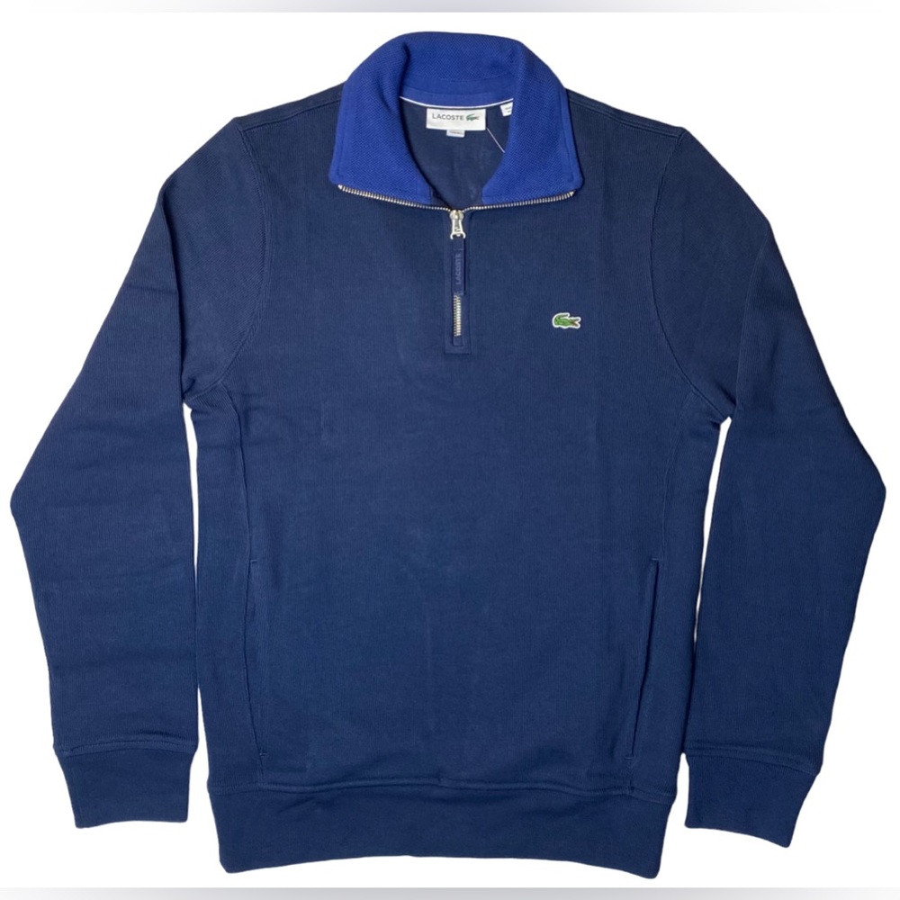 Lacoste Mens Long Sleeve 1/4 Zip Interlock Cotele Sweatshirt - SH3293-51-L6L